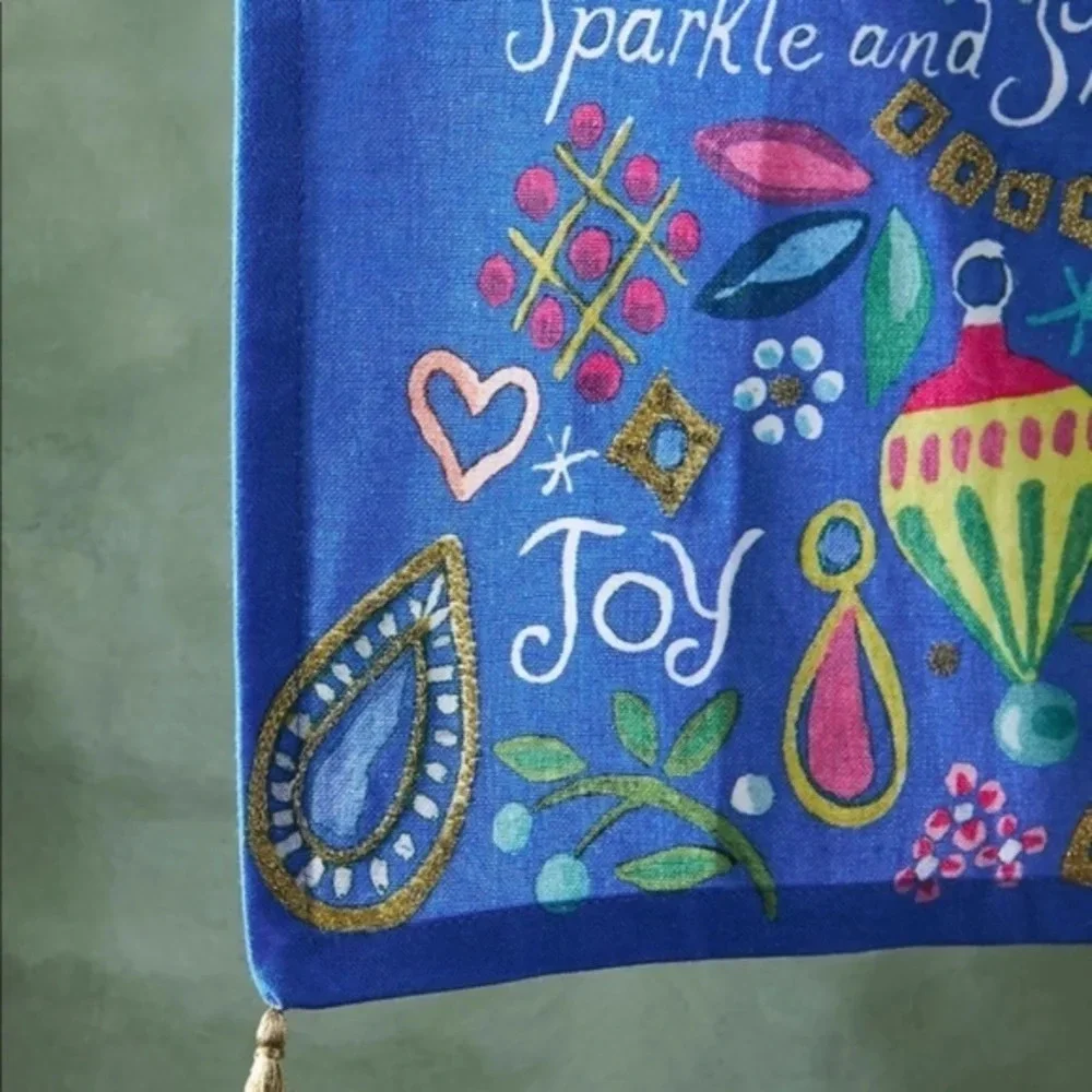 Danielle Kroll  Christmas Treetops Glisten Dish Towel